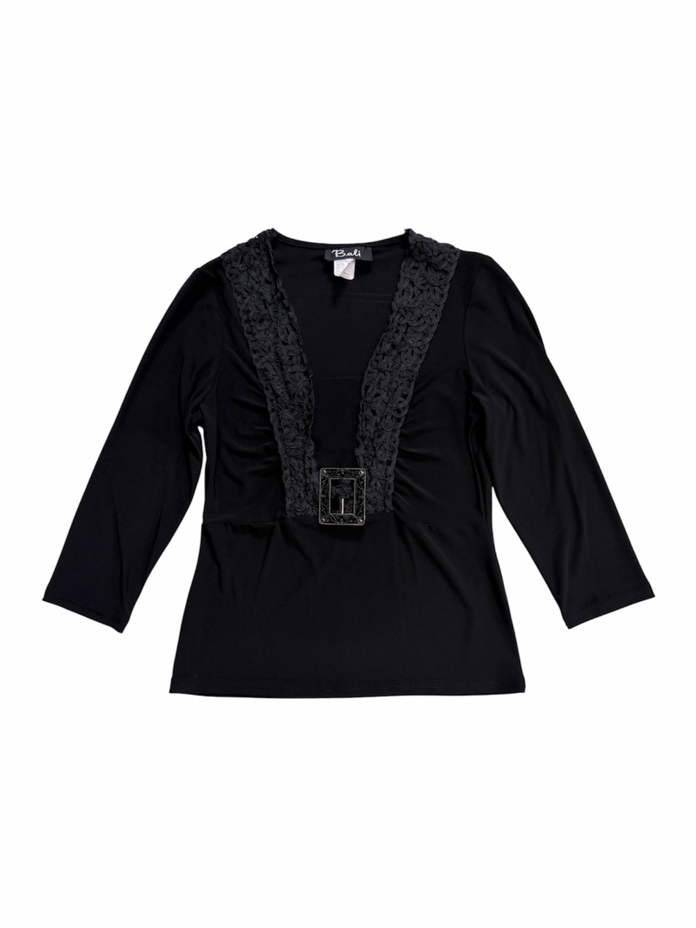 Vintage Bali Black 3/4 Sleeves Top